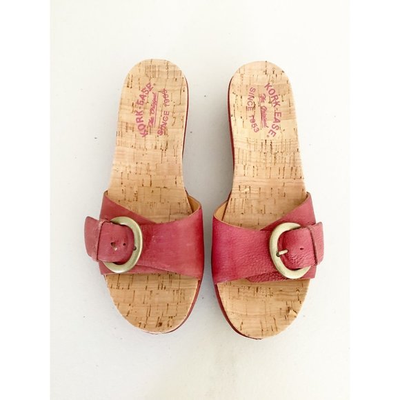 KorkEase Shoes Kork Ease Red Buckle Slip On Wedge Sandals 7 Poshmark